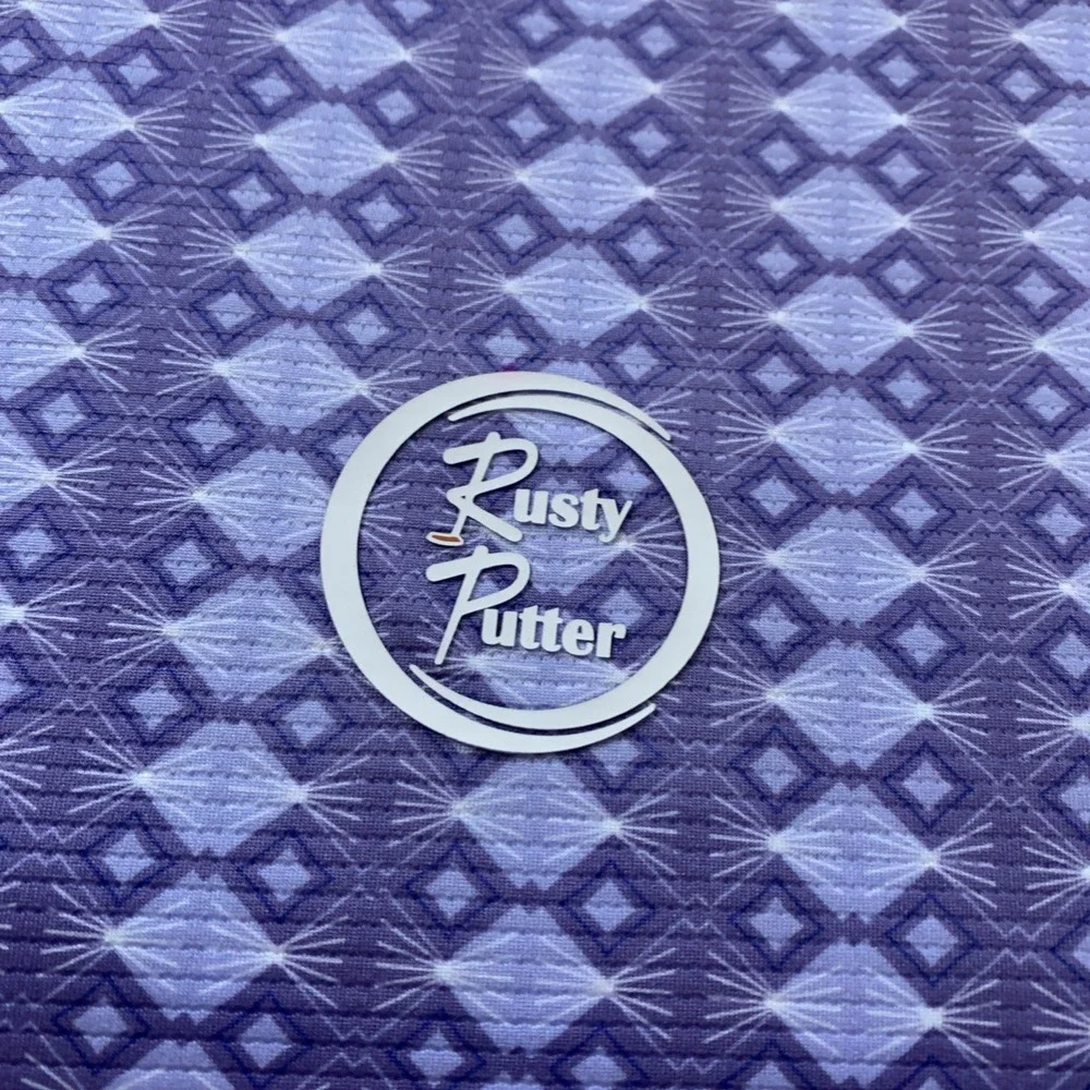 NWT Rusty Putter‎ Golf Polo Size XL Purple White Abstract Pattern Geometric